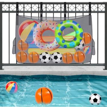 Imagem de Bolsa de malha para armazenamento de boia de piscina, organizador de rede flutuante para piscina, brinquedos infláveis, anel flutuante, jangadas de macarrão e acessórios de piscina, preto