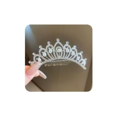 Imagem de Chargances Tiara de princesa coroa de cristal mini coroa de strass prata pérola com pentes elegantes tiaras de casamento casamento formatura festa de aniversário acessórios de cabelo para mulheres