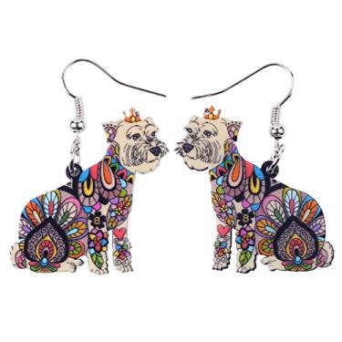 Imagem de Brincos de acrílico para cachorro BONSNY Pop-Art PIPPIN SCHNAUZER Dangle Statement