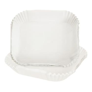 Imagem de HARFINGTON 50 peças de forros de fritadeira a ar com óleo de silicone, 21 cm, quadrados, descartáveis, antiaderentes, fornos de papel para micro-ondas, fornos a vapor, assar, fritar, dispositivos