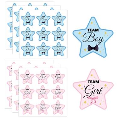 Imagem de 54 adesivos de revelação de gênero, 5 cm azul rosa equipe menino equipe menina adesivos autoadesivos revelação de gênero etiquetas para scrapbook jogos chá de bebê lembrancinhas de festa (estilo