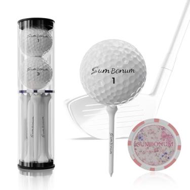Imagem de Bolas de golfe Surlyn de 3 camadas, 2 peças, camisetas plásticas de golfe de 83 mm, 15 peças, marcador de bola de golfe com fichas de pôquer - conjunto de presente de golfe perfeito para homens e