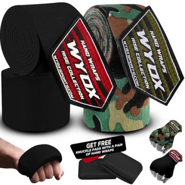 Imagem de Bandagens WYOX ǀ Bandagens Premium de 3M para Boxe, Muay Thai, Kickboxing e MMA ǀ Luvas Internas Unissex com Proteção Perfeita para (Pair of 2, Verde/Preto, 4.5)
