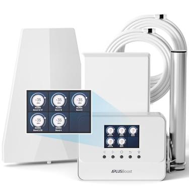 Imagem de Amplificador de celular para casa com tela LCD inteligente de até 5.000 pés quadrados, amplificador de sinal de celular 4G LTE 5G para Verizon, AT&T e todas as operadoras dos EUA, Booster de 5 bandas
