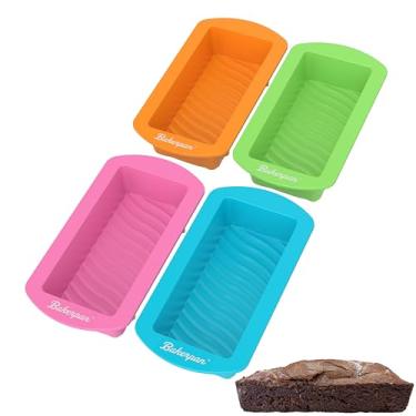 Imagem de Mini suporte de bolo de silicone Bakerpan, forma retangular de 4,5 polegadas, conjunto de 4