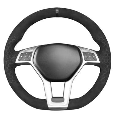 Imagem de MEWANT Capa de volante de carro Alcantara costurada à mão para Mercedes-Benz C-Class W204 / E-Class W212 / CLS-Class C218 / GLA 45 AMG X156 / SL-Class R231 / SLK-Class R172 2012-2016