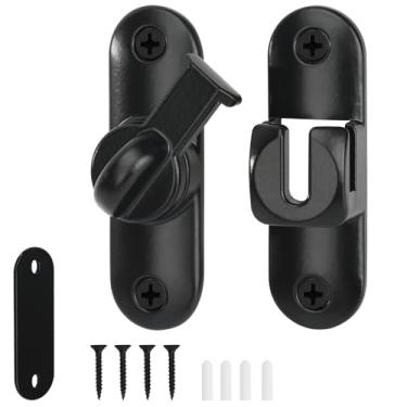 Imagem de Qkenvo Fechadura de porta flip trava de porta de celeiro 90/180 graus fechadura de segurança para celeiro, porta deslizante, jardim, banheiro, armário, janela externa (1, preto)