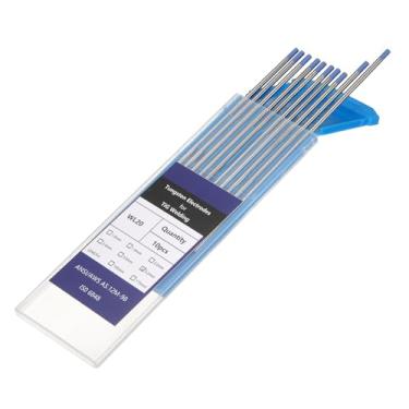 Imagem de HARFINGTON 10 eletrodos de tungstênio para soldagem TIG 1/20.3 cm x 17.8 cm 1,8-2,2% lantânio para soldagem de aço inoxidável, liga de alumínio magnésio, fabricação de automóveis aeroespaciais, azul