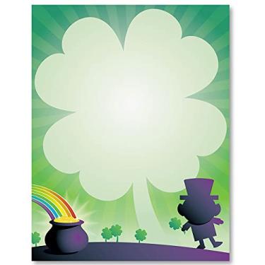 Imagem de Paperdirect Lucky Leprechaun Spring St Patrick Holiday Theme Papelaria, papel de borda, papel timbrado 21 x 25 folhas, papel de escrita premium elegante, papel decorativo para impressora