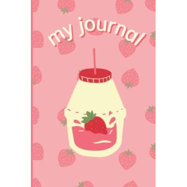Imagem de My Journal: Bullet Journal 6x9in Dot Grid Paper Kawaii Korean Cute Strawberry Milk Notebook Diary