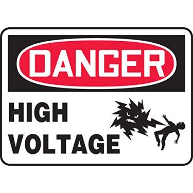 Imagem de Accuform Sinal de segurança "Danger High Voltage (Graphic)", Aluma-Lite™, 25,4 x 35,5 cm (MELC124XL)