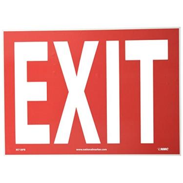Imagem de NMC M718PB Placa de saída/entrada, Legend"EXIT", 35,5 cm de comprimento x 25,4 cm de altura, vinil sensível à pressão, branco sobre vermelho