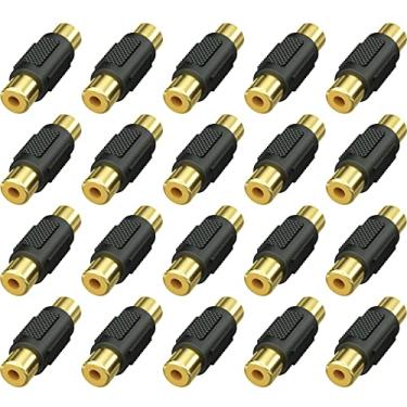 Imagem de Pacote com 10 adaptadores de áudio RCA fêmea para fêmea da Warmstor, conector de cabo RCA, banhado a ouro