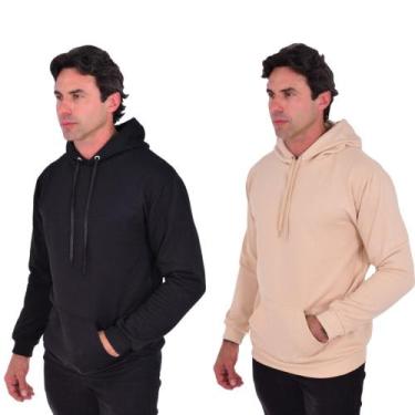 Imagem de Kit 2 Moletons Masculino Confortável 100% Algodão Casual Básico - M R 