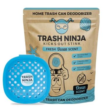 Imagem de Desodorizador de lixeira Trash Ninja – Purificador de ar aderente com carvão ativado e aroma de oceano fresco para cozinha, banheiro, geladeira, lixeira e remoção de cheiro de compactador de lixo