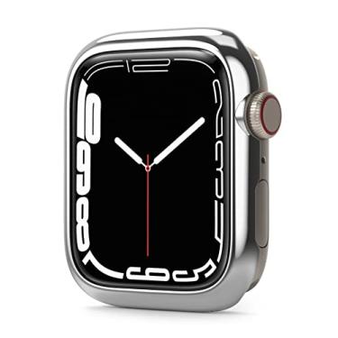 Imagem de Ringke Estilo bisel [moldura de aço inoxidável elegante] compatível com Apple Watch séries 9, 8, 7 (41 mm), acessório de capa adesiva antiarranhões - Prata (41-01)