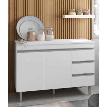 Imagem de Balcão Gabinete Branco Para Pia 120mt Andréia Sem Tampo AJL