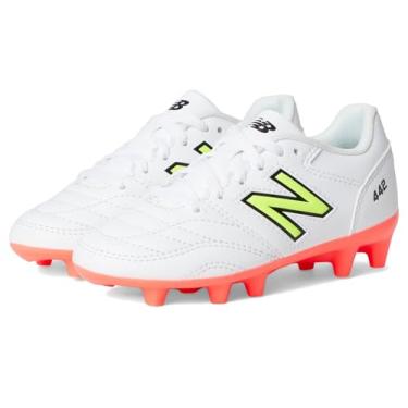 Imagem de New Balance Tênis de futebol infantil unissex 442 Academy Fg V2, Branco/vermelho energético/Hi-Lite, 14