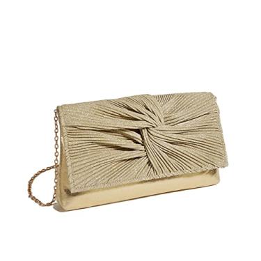 Imagem de Bolsa de festa à noite dourada Feminina Prata Bolsa tiracolo Bolsas de mão para mulheres Bolsas de ombro com corrente de luxo(Gold)