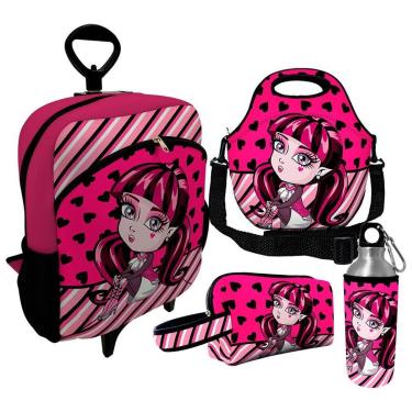 Imagem de Kit Escolar Infantil Mochila de Rodinha + Lancheira Térmica + Necessaire Plus + Squeeze de Alumíni-Unissex