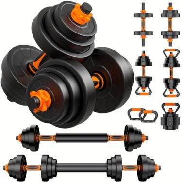 Imagem de Conjunto de 2 halteres ajustáveis de 20 kg, conjunto de pesos ajustáveis, conjuntos de pesos com conector para mulheres e homens, equipamento de fitness para academia em casa, treino de força