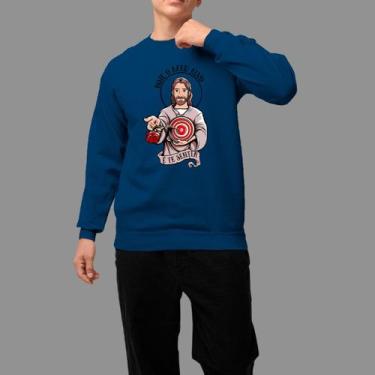 Imagem de Moletom Gola Careca Basico Masculino Moda Cristã Inverno Blusa De Frio