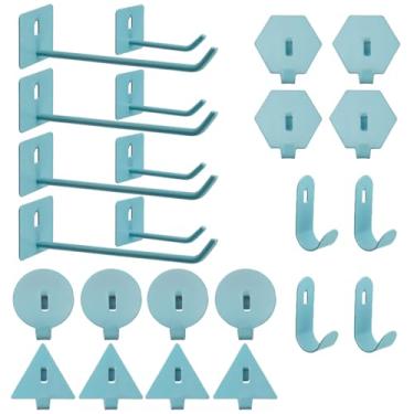 Imagem de Savagrow Conjunto de 24 ganchos pequenos para quadro de estacas azuis, 6 estilos, ganchos de organização de parede, ganchos para pendurar no escritório