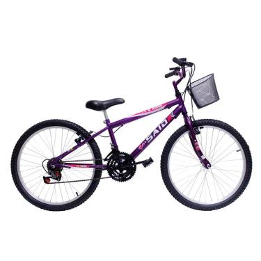 Imagem de Bicicleta Aro 24 Feminina 18 Marchas Kitty com Cesta Saidx