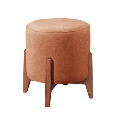 Imagem de Puff Banqueta Thor Luxo Madeira Maciça Castellar Móbile Linho Terracota