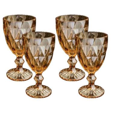 Imagem de Taça De Vidro Diamante Dourada 330ml - ORIGINAL LINE, 4 Unidades
