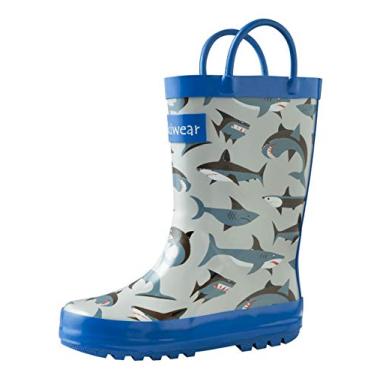 Imagem de OAKI Botas de chuva infantis - Botas de chuva infantis perfeitas para qualquer clima - Botas de chuva de borracha durável para bebês mantêm os pezinhos secos, leves à prova d'água com alça fácil de
