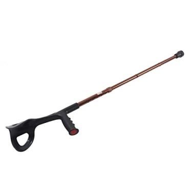 Imagem de Bengala de caminhada dobrável ajustável com suporte estável para facilitar a caminhada, ajuste de altura e suporte de cotovelo para uso diário confortável para uso diário durante todo o dia (marrom)