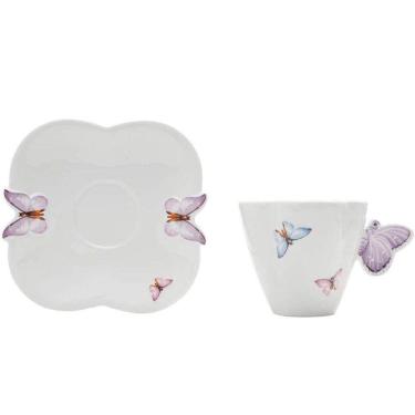 Imagem de Jogo 8 Xícaras De Café Com Pires Borboletas 100ml Wolff