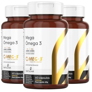 Imagem de KIT 3X Mega Ômega 3 MEG-3® 33% EPA / 22% DHA 60 Softgels - Natulha