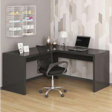 Imagem de Kit 2 Peças com Escrivaninha em L Angular com Cadeira de Escritório Diretor Tela Mesh