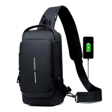 Imagem de Mochila Bolsa Crossbody Usb Antifurto Com Senha Impermeável