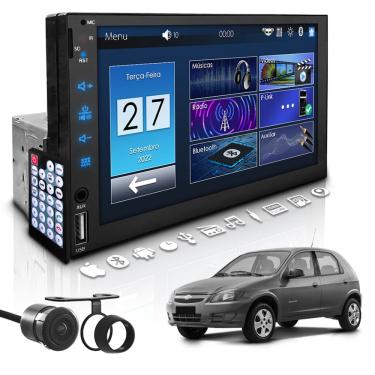 Imagem de Central Multimídia Universal Mp5 Bt 1 Din 7 Espelha Dvd Câmera de Ré Gm Celta