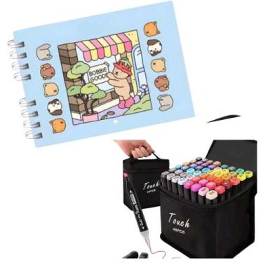 Imagem de Kit Bobbie Goods Capa Dura + Caneta Marca Texto 48 Cores - Caderno Adu