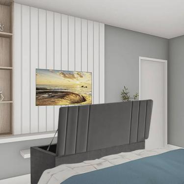 Imagem de Calçadeira Recamier Baú Grécia 160cm Queen Size Para Quarto Box Sintético Cinza Chumbo...