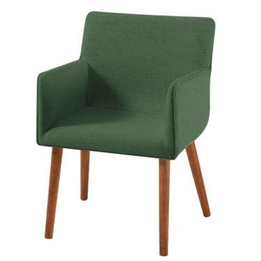 Imagem de Poltrona Pinotage Daf Móveis Concha em mdf 18mm Linho Verde Base Pés Palito Madeira Eucalipto