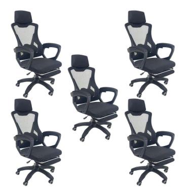 Imagem de Kit 5 Cadeiras de Escritório Presidente Executiva Oficial Supreme Preto