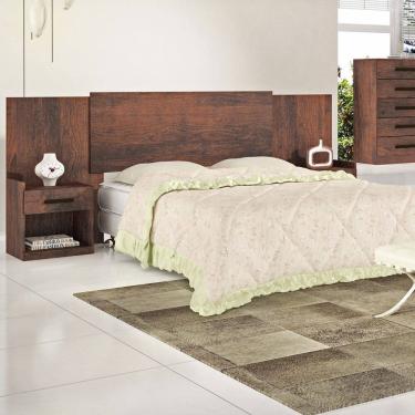 Imagem de Cabeceira para Cama Box Casal Com 2 Mesas de Canto Café