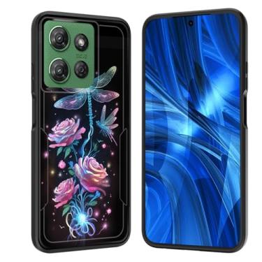 Imagem de JHYYTUJTYP Capa para Moto G 5G 2025, [Teste de queda de grau militar] Capa protetora resistente à prova de choque resistente para Motorola Moto G 5G 2025 de 6,7 polegadas, libélula rosa