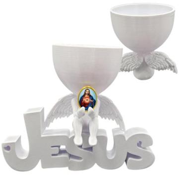 Imagem de Anjinho da Guarda Coração Sagrado de Jesus Jesus 3d Vaso - Point da Fe