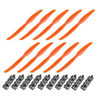 Imagem de uxcell Hélices RC CW 1060 25 x 15 cm 2 palhetas de asa fixa para brinquedo de avião, nylon laranja, 10 peças com anéis adaptadores