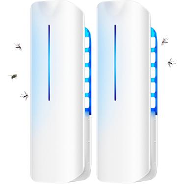 Imagem de BURLAN Armadilhas Para Moscas-Das-Frutas Em Ambientes Internos: Mata-Mosquitos, Coletor De Traças E Mosquitos Com Luz Uv Noturna De 9 W, 2 Dispositivos, 20 Recargas De Placa Adesiva Para Armadilhas