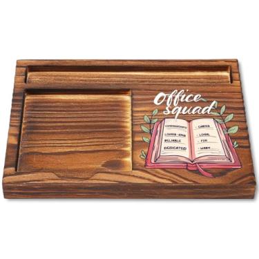 Imagem de Presentes de esquadrão de escritório, porta-notas adesivas de madeira para colegas de trabalho e funcionários, presente de agradecimento para equipe de escritório, aniversário, aniversário de trabalho