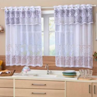 Imagem de Cortina cozinha 2,50 x 1,20 renda coleção uva - homelartex, branca