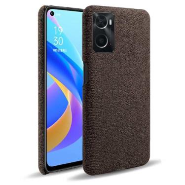Imagem de Capa para OPPO A76 4G,Capa desenhada em lona,Case Protetora Ultrafina com Empunhadura Macia,Design em Tecido Antichoque e Antiarranhões-Brown