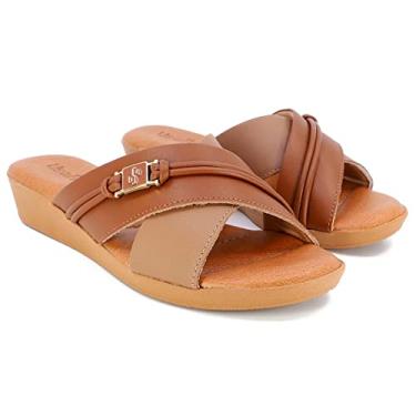 Imagem de Tamanco Couro Usaflex Slide Tiras Cruzadas - Marrom - 34